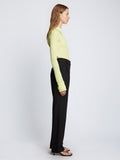 Side full length image of model wearing Drapey Suiting Trousers in BLACK