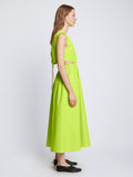 Side full length image of model wearing Poplin Cut Out Midi Dress in GREEN APPLE