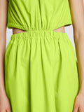 Detail image of model wearing Poplin Cut Out Midi Dress in GREEN APPLE