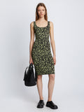 Front full length image of model wearing Animal Jacquard Tank Top Dress in BLACK/LIME