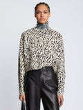 Front cropped image of model wearing Animal Jacquard Sweater in BEIGE/BLACK