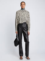 Front full length image of model wearing Animal Jacquard Sweater in BEIGE/BLACK