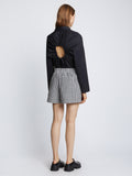 Back full length image of model wearing Gingham Seersucker Boxer Shorts in OFF WHITE/BLACK