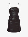 Still Life image of Faux Leather Ruched Mini Dress in BLACK