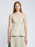 Front cropped image of model wearing Faux Leather Bustier Top in CHALK