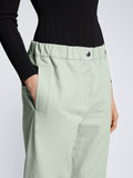 Detail image of model wearing Solid Cotton Linen Easy Pants in LIGHT SEAFOAM