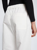 Detail image of model wearing Solid Cotton Linen Easy Pants in OFF WHITE