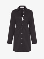 Still Life image of Soft Poplin Button Down Shirt Dress in BLACK