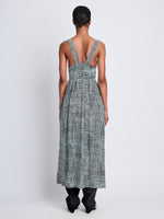 Back full length image of model wearing Viscose Flou Wrap Dress in BLACK/PAPER MINT