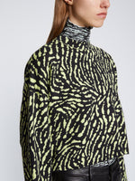 Detail image of model wearing Animal Jacquard Sweater in BLACK/LIME