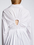 Detail image of model wearing Soft Poplin Button Down Shirt Dress in OFF WHITE