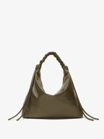 Front image of Large Drawstring Shoulder Bag in OLIVE
