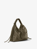 Side image of Large Drawstring Shoulder Bag in OLIVE