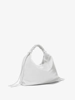 Side image of Large Drawstring Shoulder Bag in OPTIC WHITE