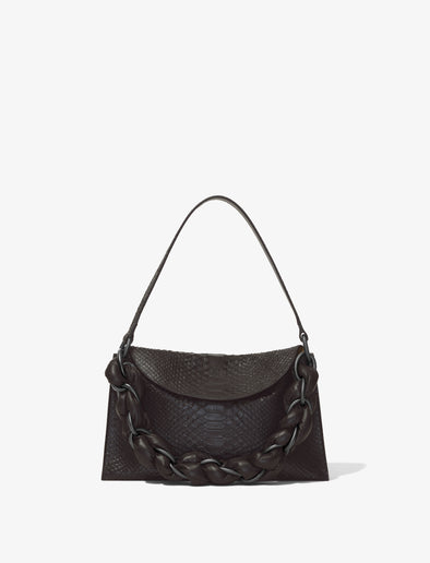 Front image of Carved Python Braid Bag in BLACK
