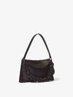 Side image of Carved Python Braid Bag in BLACK
