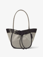 Front image of Canvas Large Ruched Tote in BLACK/ECRU