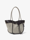 Side image of Canvas Large Ruched Tote in BLACK/ECRU
