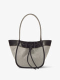 Back image of Canvas Large Ruched Tote in BLACK/ECRU