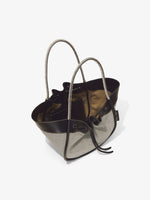Interior image of Canvas Large Ruched Tote in BLACK/ECRU