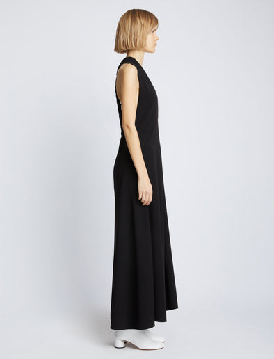 Proenza Schouler Matte Double Crepe Twist Back V-Neck Dress 
