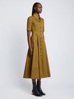 Side image of Silk Cotton Dress in FATIGUE