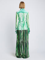 Back full length image of model wearing Painted Stripe Pants in FATIGUE MULTI