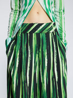 Detail image of model wearing Painted Stripe Pants in FATIGUE MULTI