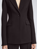 Detail image of model wearing Viscose Suiting Jacket in BLACK