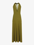 Still Life image of Matte Crepe Twist Back V-Neck Dress in OLIVE