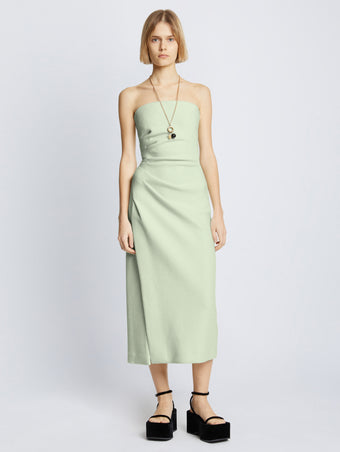 Front full length image of model wearing Compact Terry Jersey Dress in MINT