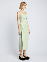 Side full length image of model wearing Compact Terry Jersey Dress in MINT