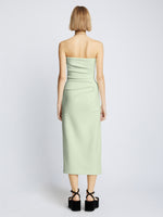 Back full length image of model wearing Compact Terry Jersey Dress in MINT