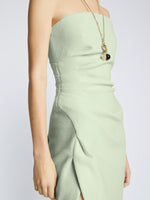 Detail image of model wearing Compact Terry Jersey Dress in MINT