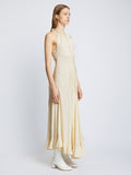 Side full length image of model wearing Crepe Jersey Ruched Dress in IVORY