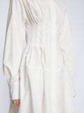 Detail image of model wearing Eco Poplin Shirt Dress in WHITE