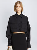 Front cropped image of model wearing Eco Poplin Shirt in BLACK