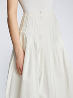 Detail image of model in Eco Poplin Wrap Skirt in white