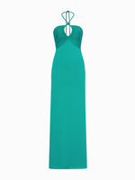 Still Life image of Textured Cotton Knit Halter Dress in TEAL