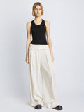 Front full length image of model wearing Matte Viscose Crepe Pants in WHITE