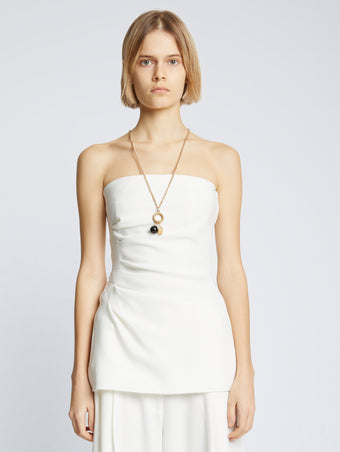 Cropped front image of Matte Viscose Crepe Strapless Top in white