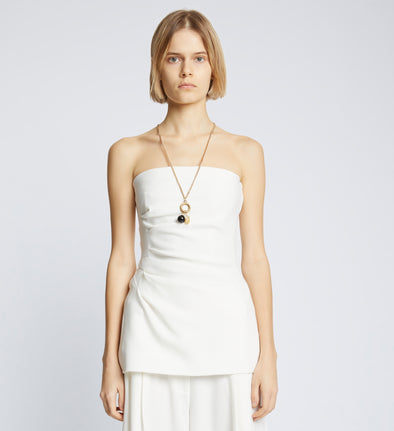 Cropped front image of Matte Viscose Crepe Strapless Top in white