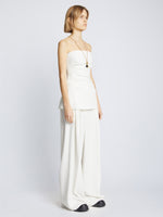 Side image of Matte Viscose Crepe Strapless Top in white