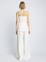Back image of Matte Viscose Crepe Strapless Top in white