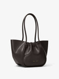 Side image of Carved Python Large Ruched Tote in BLACK