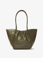 Front image of Large Ruched Tote in OLIVE