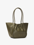 Side image of Large Ruched Tote in OLIVE