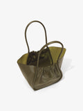 Interior image of Large Ruched Tote in OLIVE