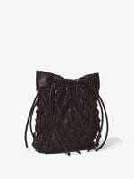 Side image of Macramé Drawstring Tote in BLACK