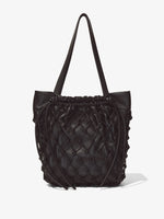 Back image of Macramé Drawstring Tote in BLACK